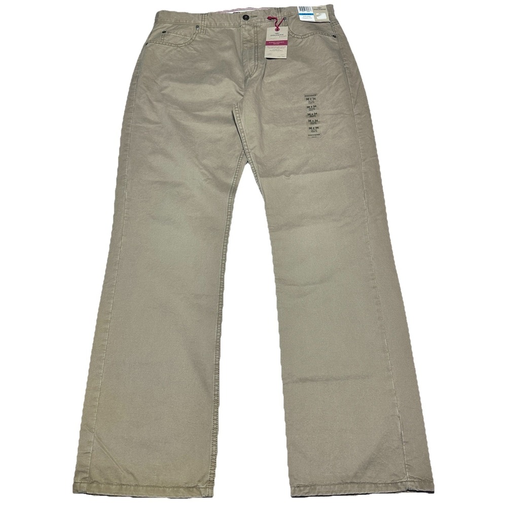 NEW Dockers Iconic 5-Pocket Khakis 36x34 Flat Front Brown Classic Fit Pants NWT